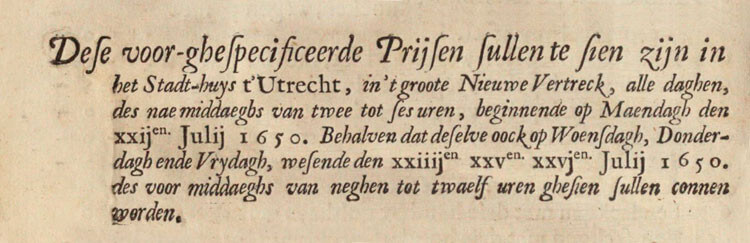 Laatste alinea boekje over loterij in 1650