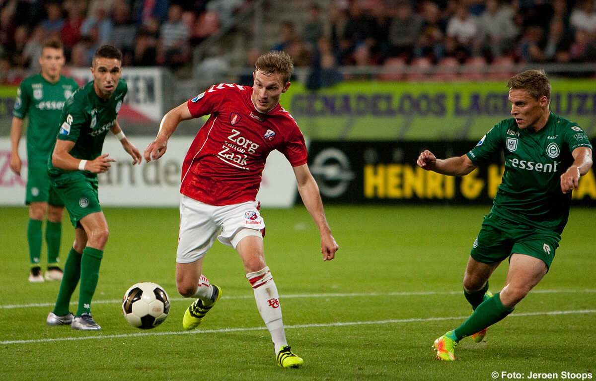 Zorg van de Zaak op het shirt van Strieder. Foto: Jeroen Stoops